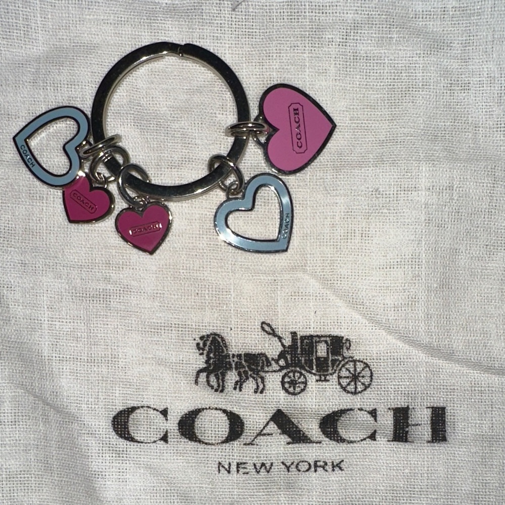Coach Multicolor Heart Keychain